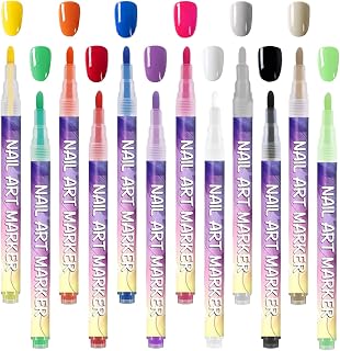 Nail Polish Paint Pens - 12 Colors 3D Nail Paint Pen | Quick-Drying Toenail Markers - for Wedding Formal Salon Manicure Party Festival Gathering Travel Casual Women