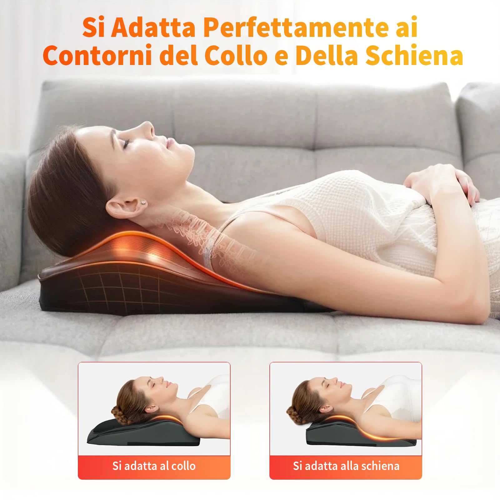 Massaggiatore per collo con calore e vibrazione, massaggiatore per la schiena con 3 livelli di calore e 3 intensità, massaggiatore Shiatsu per ufficio, casa e auto, per sollievo mirato dal