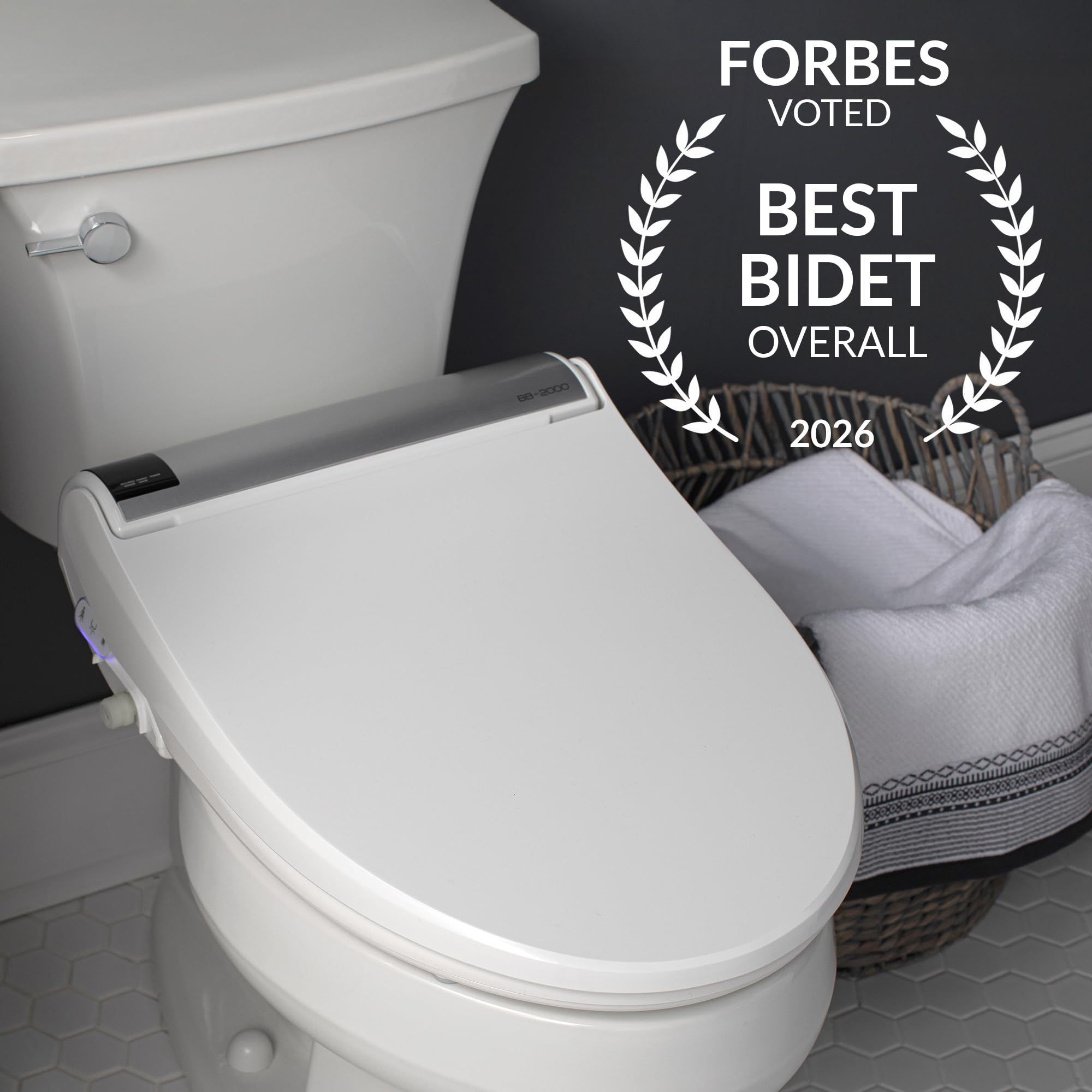 SmartBidet® SB-2000WE Electric Smart Bidet Toilet Seat with Heated Seat, Warm Air Dryer, Temperature Control Wash, and Control Panel, Elongated Seat thumbnail 9