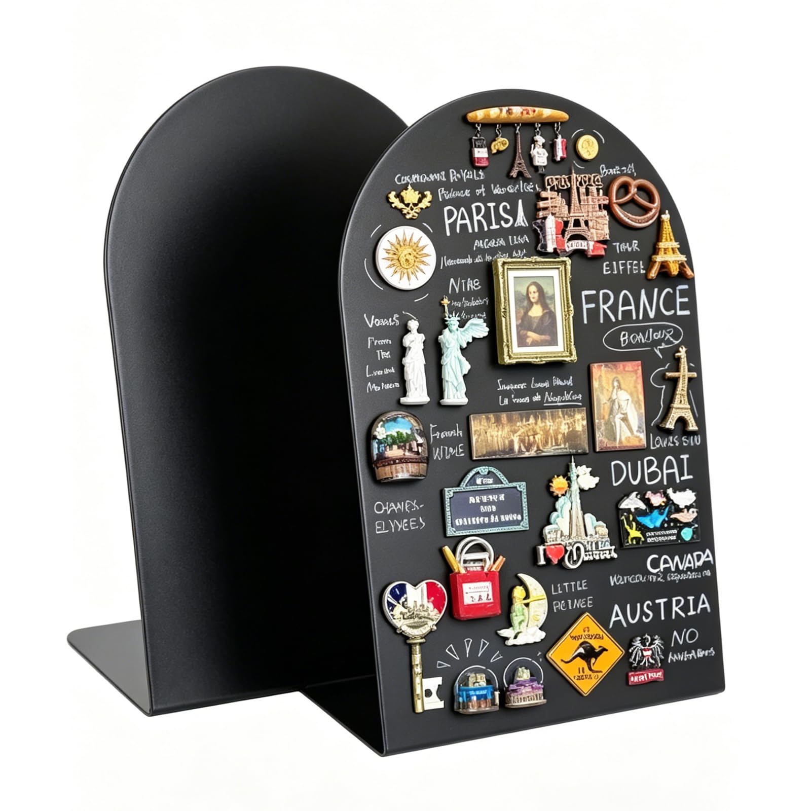 2 Pack Magnet Board,Magnetic Bulletin Board for Tabletops, Metal Magnetic Bulletin Board,Magnet Display Stand for Tabletops Home,School, Kitchen,Office (Black, ARC (Pack of 2))