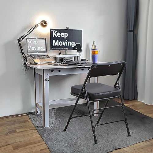 Miniatura 8 de KAIHAOWIN Sillas plegables con asiento acolchado ultra grueso, silla plegable para interiores, cómodas sillas de metal con cojín suave, color marrón