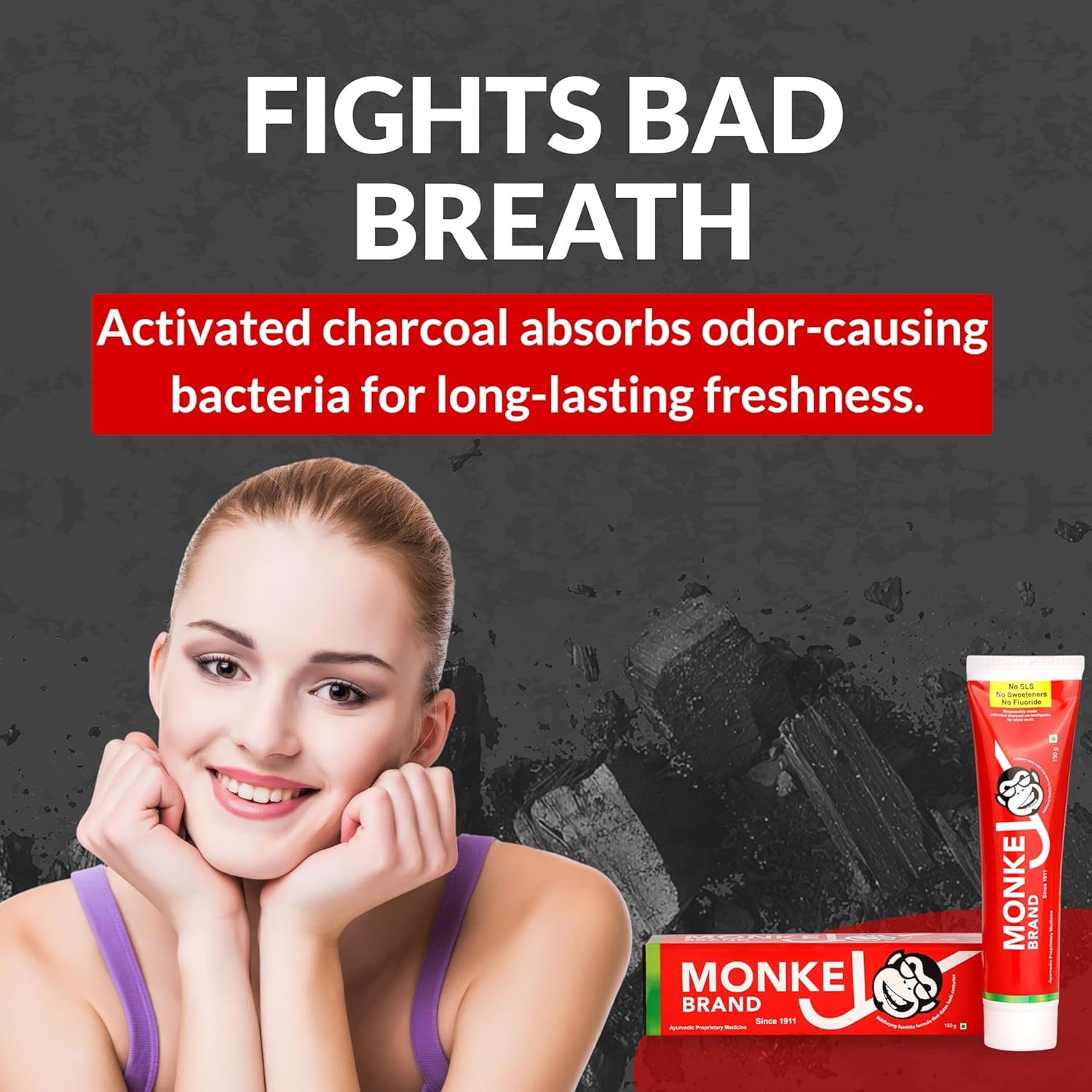 Monkey Brand Un-Toothpaste | Traditional Ayurvedic Oral Care with Activated
