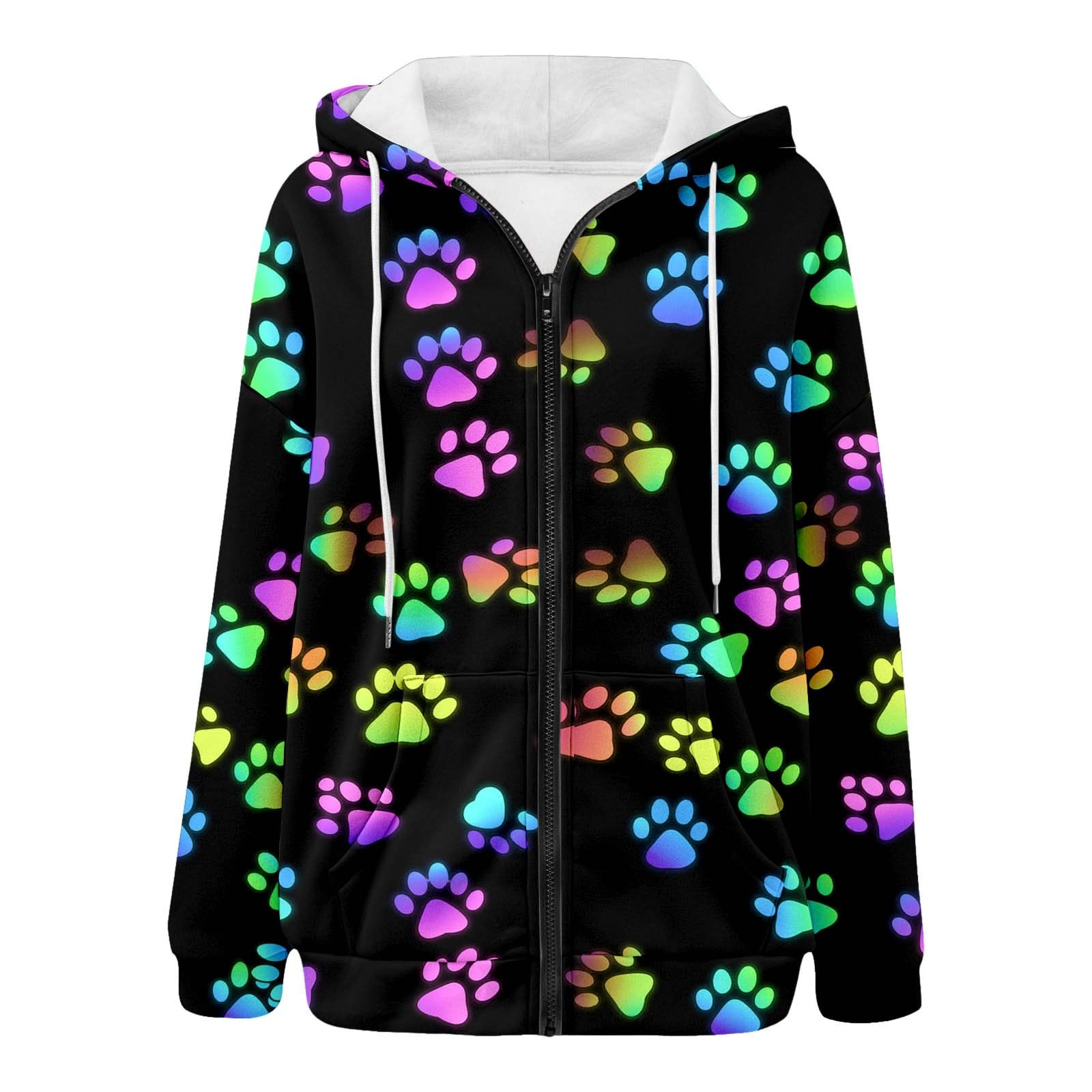 Sweat à capuche zippé motif graphique et veste coupe décontractée avec poches - 4