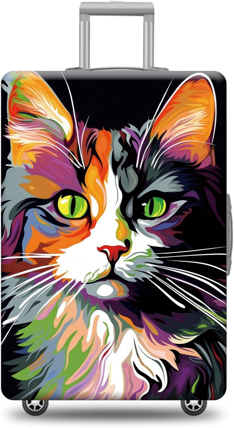 Personalized Luggage Cover Cute Japanese Bobtail Persian Cat Suitcase Protector Washable Elastic Baggage Cover For Pet Lovers Fits 18"-32" Luggage Style 3