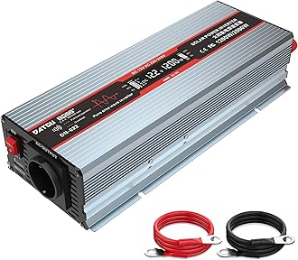 DATOUBOSS Inverter 12 V to 230 V Pure Sine Wave Voltage Converter 1200 W Inverter, Peak Power 2500 W with EU Sockets, USB Ports and LED Display for Household Appliances, Car, Caravan, Truck, Grey