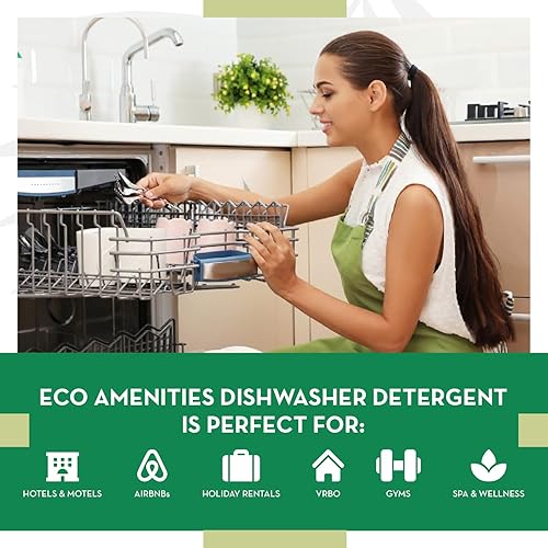 Miniatura 3 de EcoAmenities - Detergente para platos de viaje en polvo a granel, paquete múltiple envuelto individualmente, 100 paquetes (1.5 onzas por bolsa),