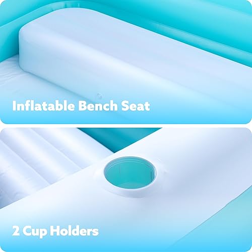 Miniatura 3 de SLOOSH Piscina inflable para adultos con asientos, 120 x 72 x 22 pulgadas, tamaño completo, piscina familiar duradera y gruesa sobre el suelo,