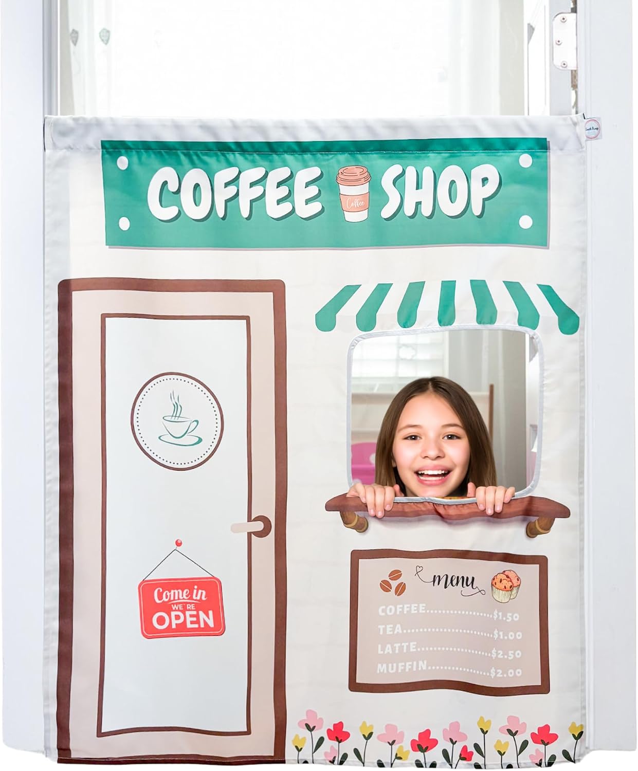 Couch Swag Play Panel for Children with Adjustable Door Pole (Coffee Shop)