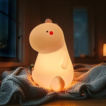 Dinosaur Night Light,LED Color Changing Dinosaur Nightlight Rechargeable Animal Silicone Night Tap Light with Touch Sensor Portable Bedside Bed Nursery Lamps Dino Lamp Room Decor Birthday