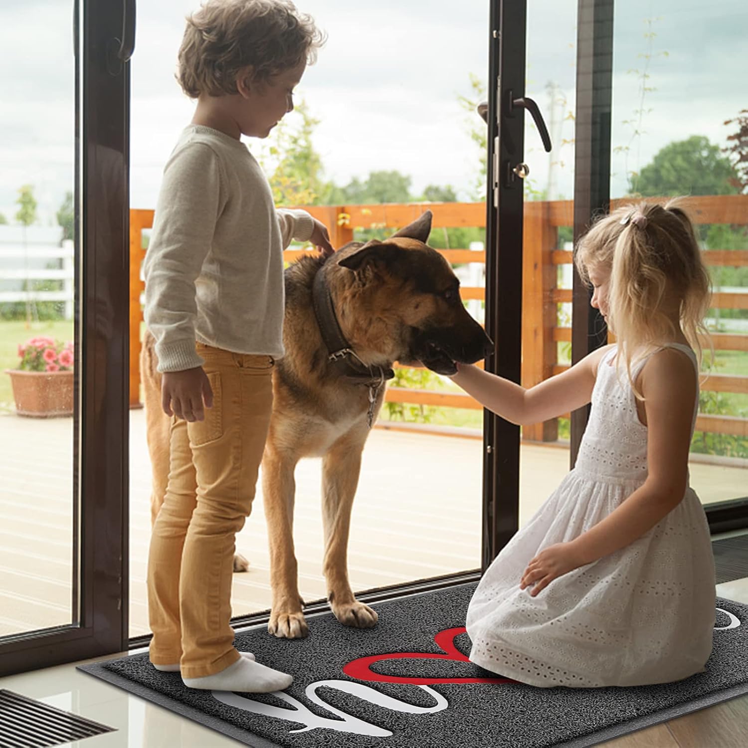 BeneathYourFeet Door Mat, Welcome Mat Low Profile Floor Mat Front Doormat Indoor and Outdoor Doormat Non Slip Rugs for Entryway, Patio, High Traffic Areas (32"x20", Grey-Home) thumbnail