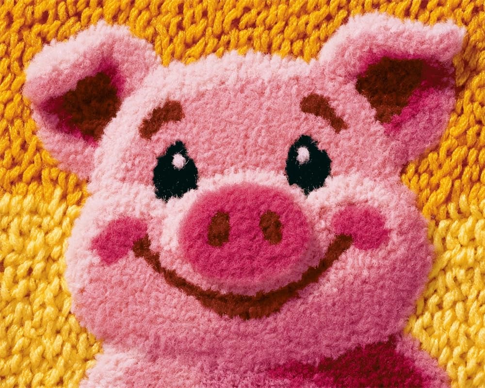FWRTYCB DIY Latch Hook Rug Kit Cute Smiling Pig