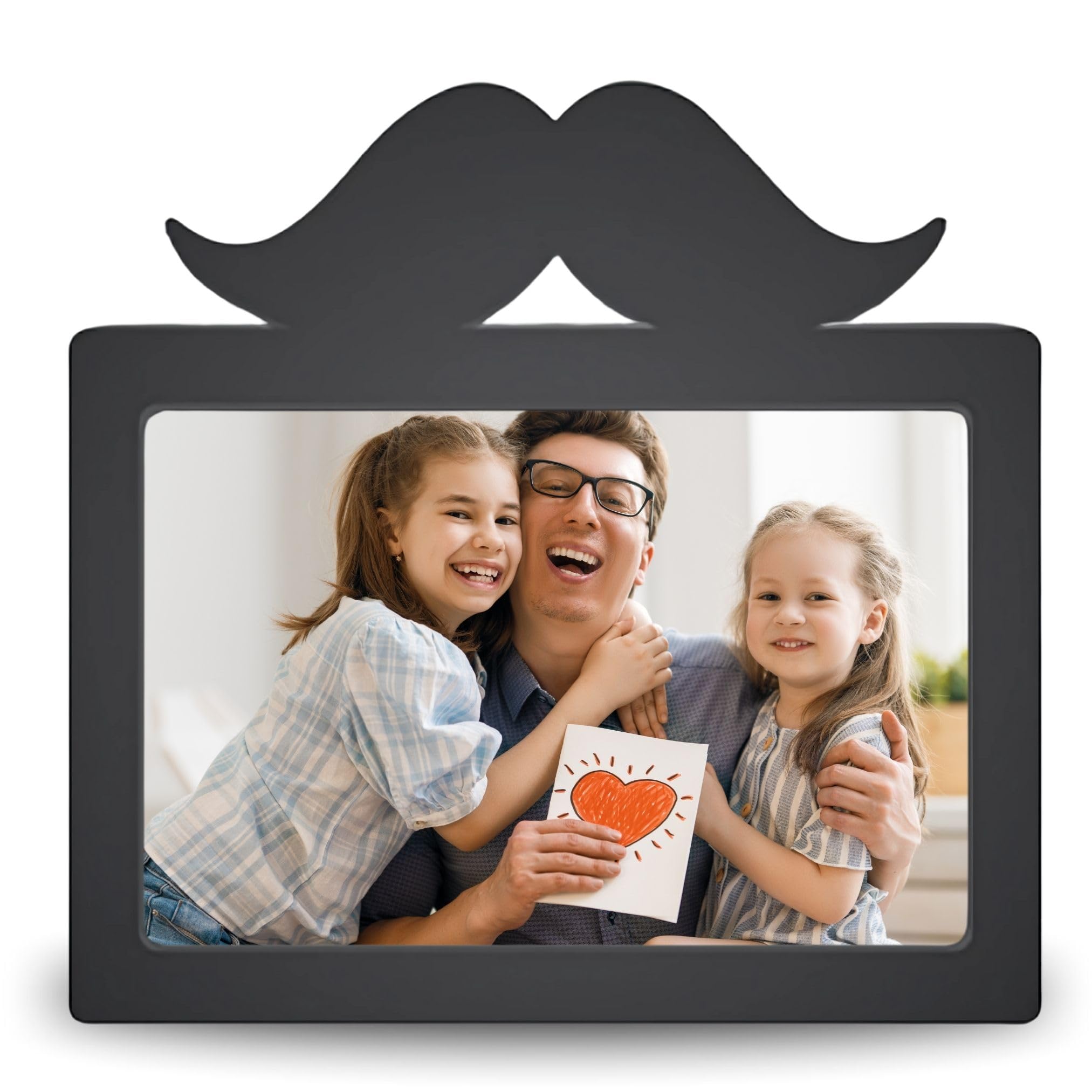 AKH® Best Dad Picture Frame | 4×6″ | Moustache Design Photo Frame | Funny Father’s Day Gift for Dad & Grandad