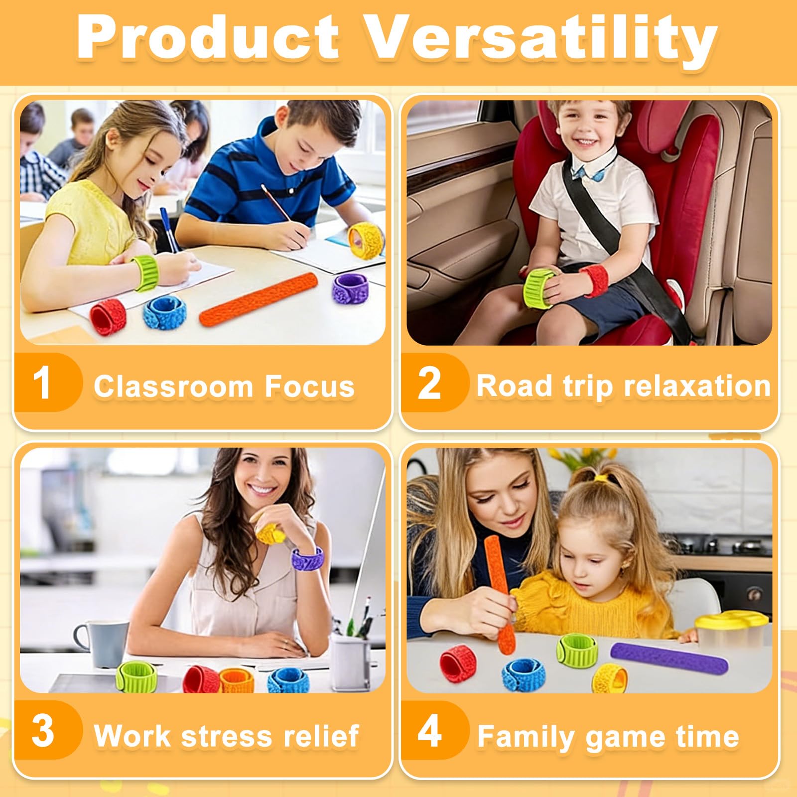 6 Braccialetti Sensoriali A Schiaffo In Silicone - Giocattolo Antistress Per Ansia, ADHD, Autismo - Per Bambini E Adulti