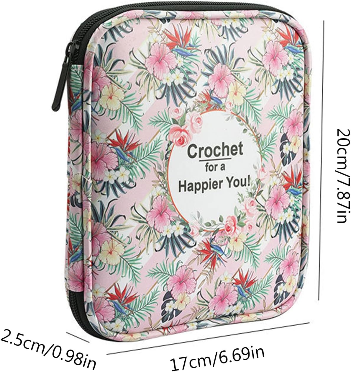 Crochet Hook Case Crochet Organizers Bag Crochet Needle Storage Bag Crochet Bag with Web Pocket and Holder Slots - C1