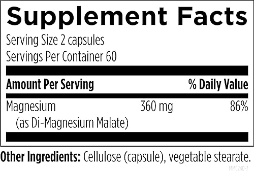 Vista 4 de Designs for Health Malato de magnesio - Suplemento de magnesio quelado de 360 mg, altamente biodisponible para apoyar la energía, la salud ósea