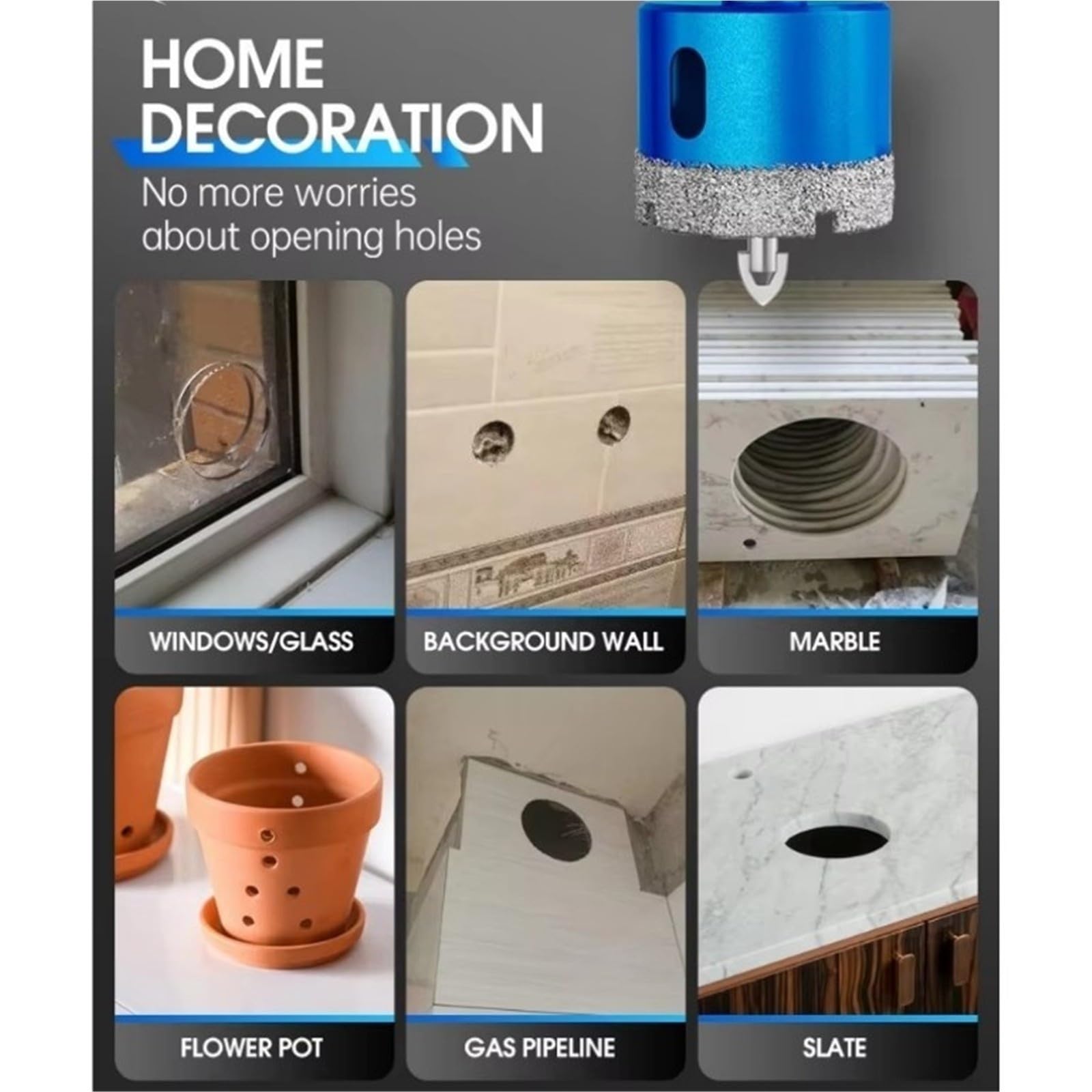 Broca de diamante Abridor de agujeros for azulejos de cerámica