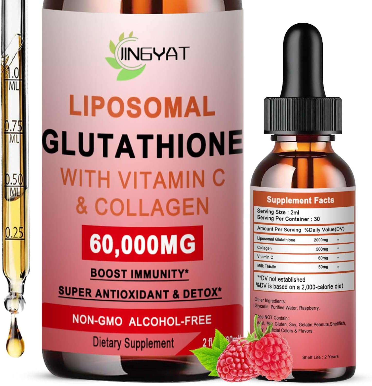 Liposomal Glutathione Supplement - Glutathione Liquid Drops, Max Absorption, with Vitamin C, Collagen, Milk Thistle, Non-GMO, Alcohol-Free, Powerful Antioxidant for Immune System, Aging Defense, Detox