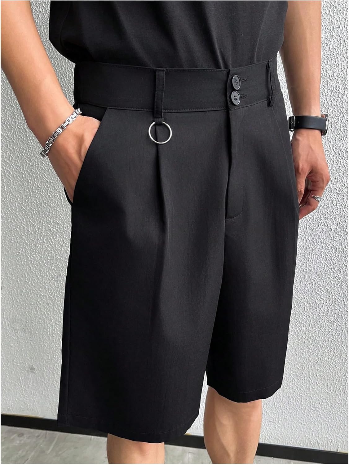 OYOANGLE Men's Classic Pleat Front Golf Shorts Zipper Fly Elastic Waistband Business Casual Shorts - Image 2