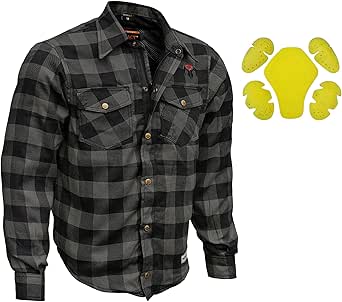 Amazon.com: RIDERACT Mens Reinforced Flannel Motorcycle Shirts Road ...