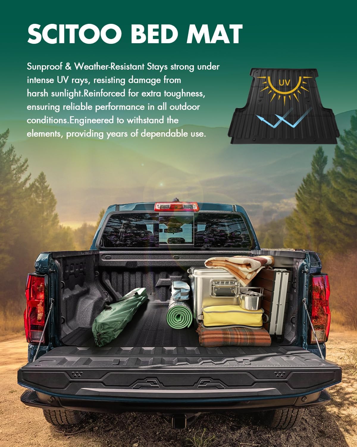 SCITOO Truck Bed Mat Fits for 2015-2024 Ford F150 All Weather Protection TPE Vehicle Bed Mat Heavy Duty Pickup Car Bed Cargo Mat 5.5FT Short Bed