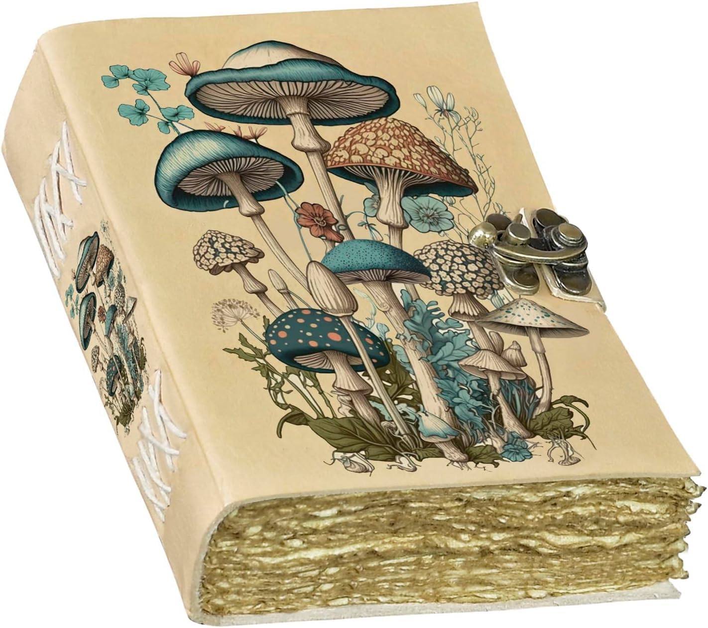 KGN HANDICRAFT Vintage Mushroom Journal-Aesthetic Botanical Themed Notebook-Beautiful Retro Book of Shadows Journal Sketchbook-Cute Mushroom Gifts Women Grimoire 200 Pages (8X6 in)