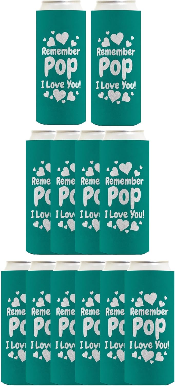 Pop Gifts For Men For Pop Remember Pop I Love You 12-Pack Ultra Slim Can Thermocoolers