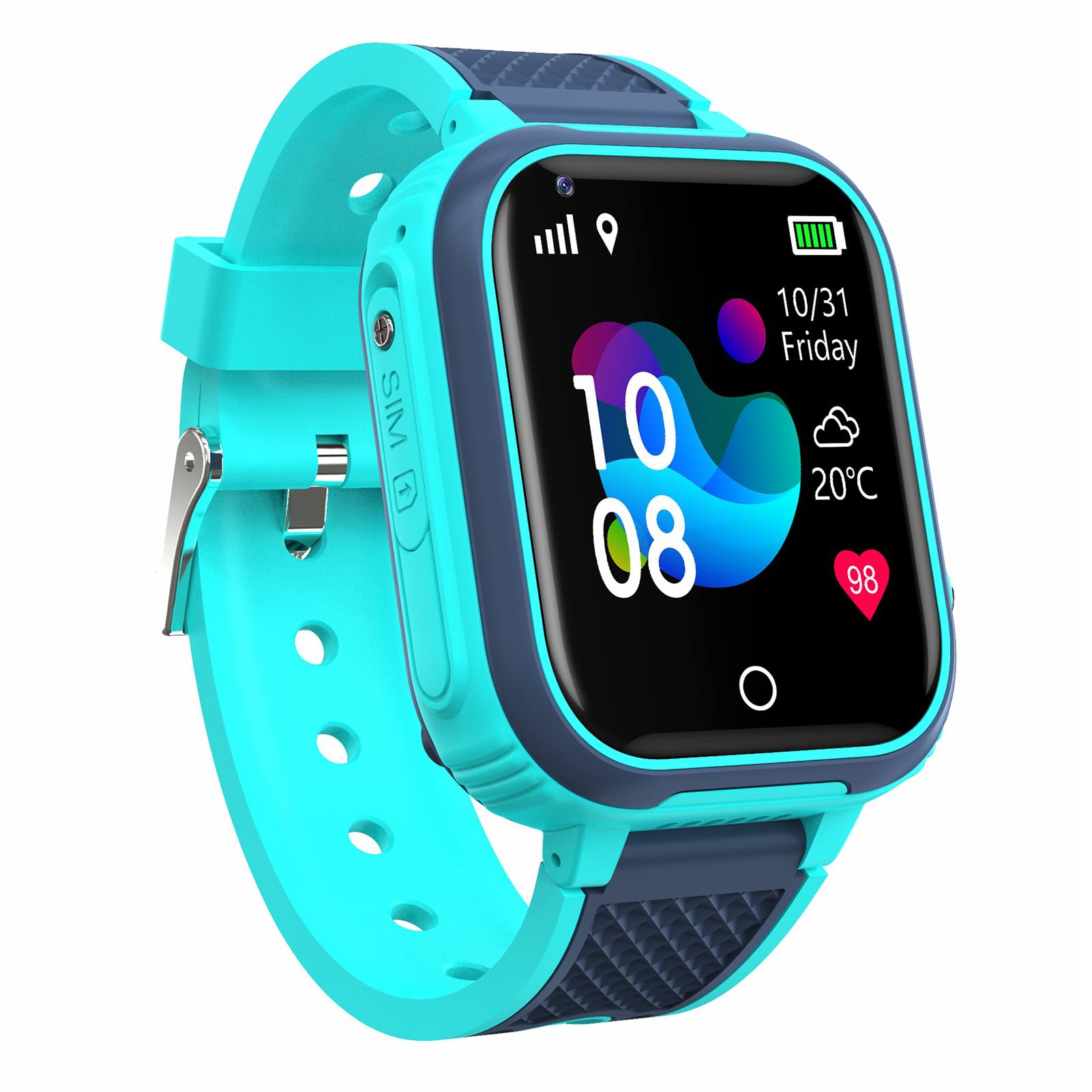 Dioche Reloj Inteligente para Niños LT21 4G para Niños y Niñas | Reloj Inteligente de Videollamadas | IP67 Resistente Al Agua | Seguimiento GPS, SOS, Cámara, Alarma (Blue)