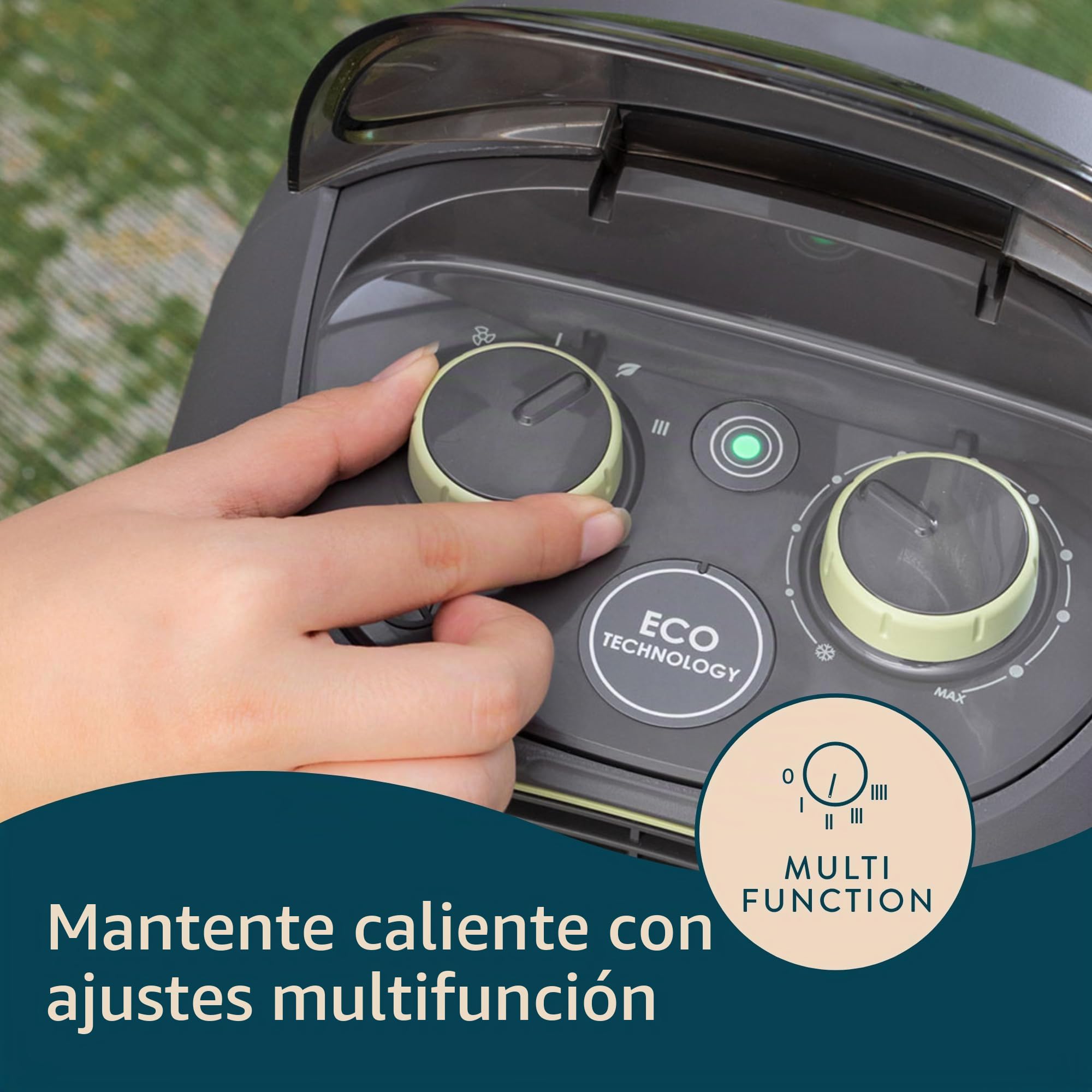Dreamland Silent Power - Calentador de ventilador portátil con 4 modos de calefacción (35% de ahorro de energía con tecnología ecológica, función anticongelante, grado de protección IP21, hogar con
