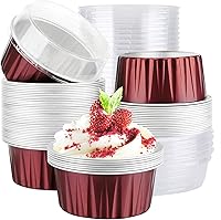 Vista 22 de EUSOAR Forros para magdalenas, 5 onzas de 4.2 fl oz para muffins con tapas, 100 piezas, moldes de crema brulee, moldes de papel de aluminio