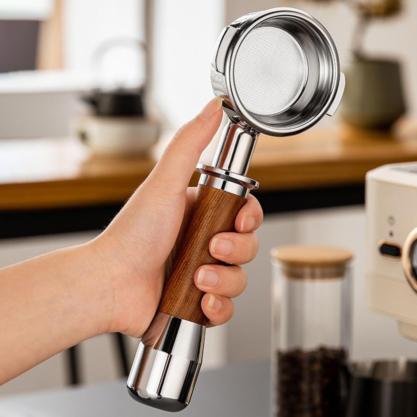 Mango Para Espresso Filtro Sin Fondo 58mm Repuesto Para Espresso | Mango para Espresso Antideslizante Para Cocina Hogar Cafetería Bar Oficina Encimera Sala de Estar Comercial