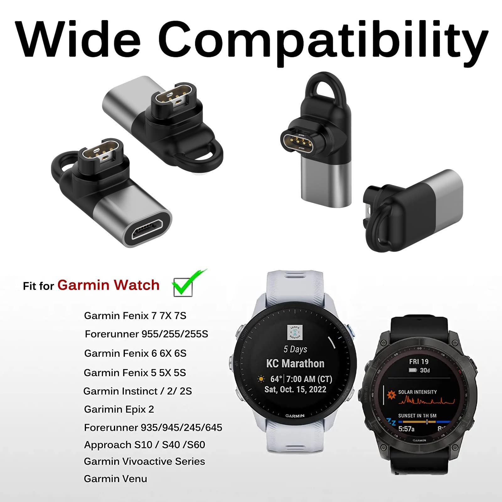 Miimall Adattatore Di Ricarica Micro USB Per Garmin – Convertitore Compatto Per Fenix 7/6/5, Forerunner 955, Instinct 2, Venu E Altri - 2
