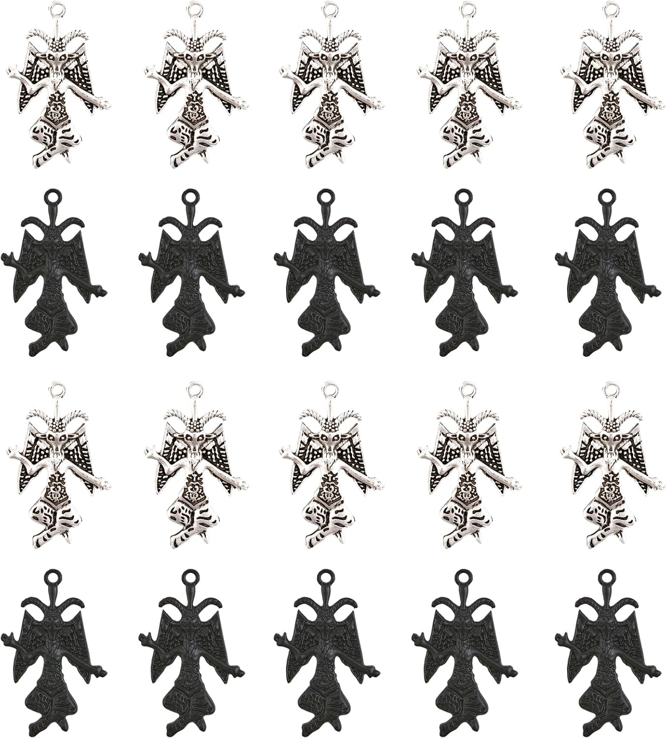 CHGCRAFT 20Pcs 2Colors Satanic Goat Head Pendant Alloy Pendants Goat Charm for Bracelet Necklace Earrings Jewelry Making