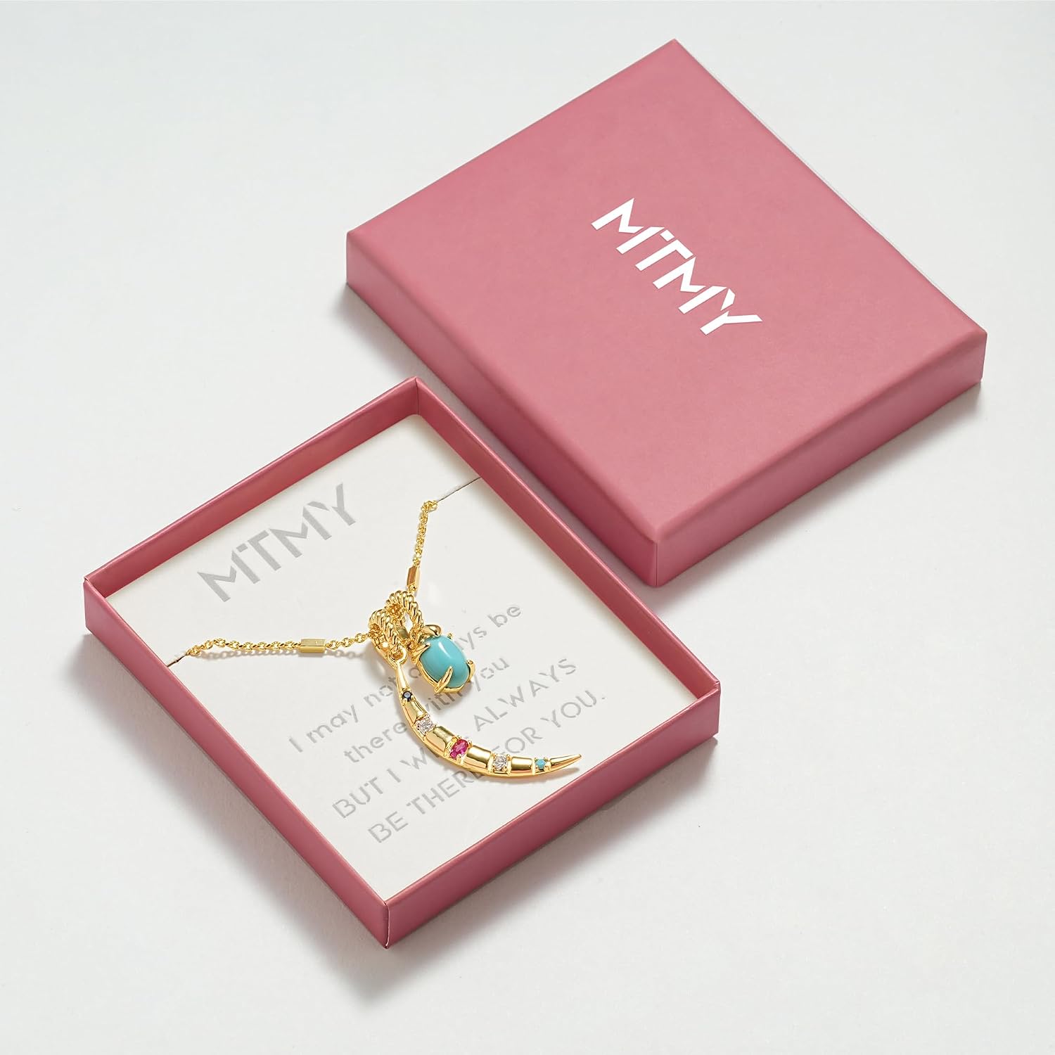 MTMY Gold Moon Pendant Necklace for Women,14K Gold Plated Dainty Chain Crescent Moon Sun Star Necklace Jewelry