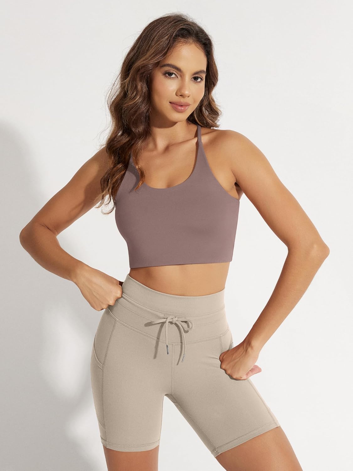 ODODOS Halter Sports Bra for Women Non Padded Strappy Cropped Tops Workout Yoga Crop - Image 3