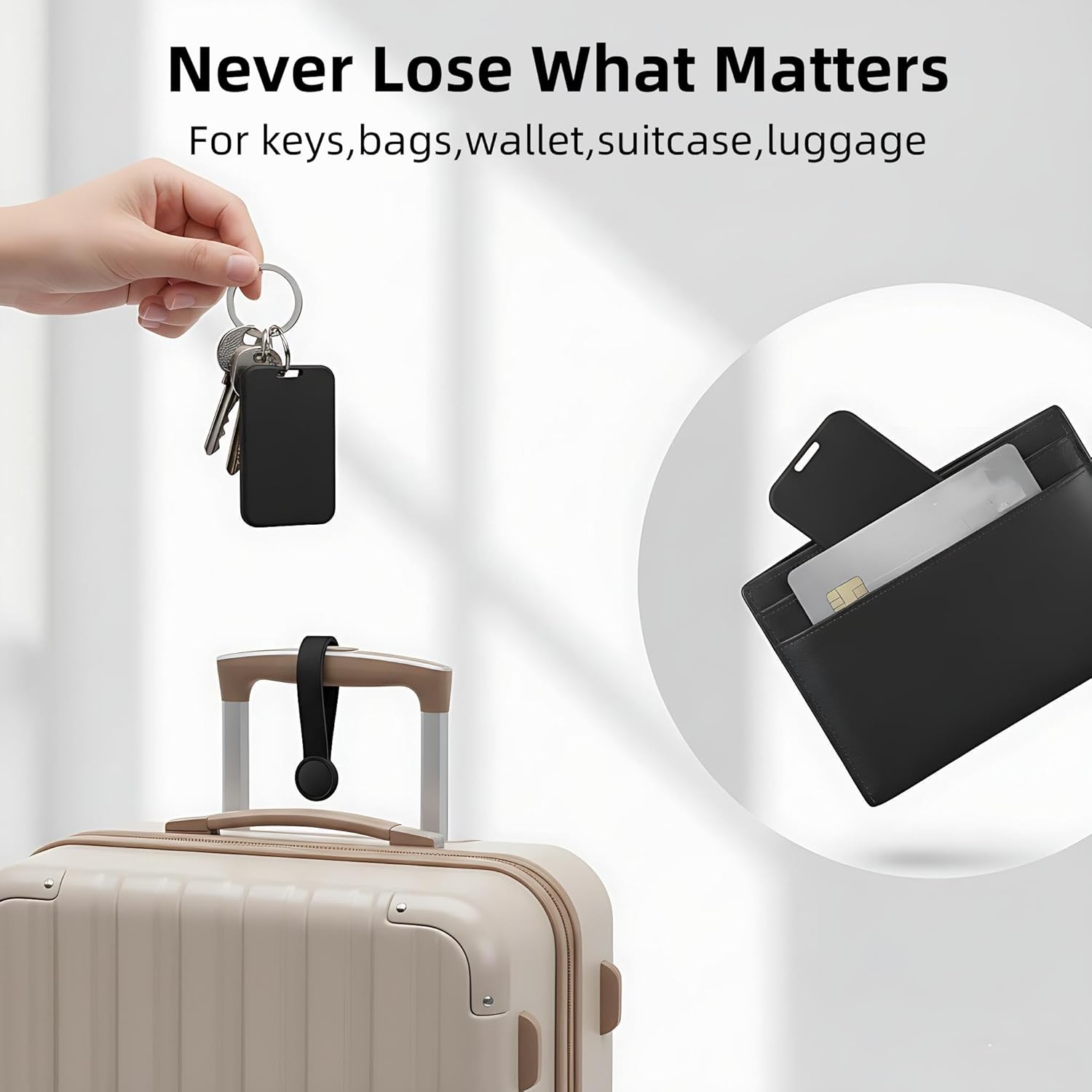 2 Pack Air Smart Tracker Card Work with Apple Find My (iOS Only) [MFi Certified] Ultra Slim Bluetooth Wallet Tracking Card Wireless Charging Waterproof Item Locator for Keys Bag Passport Purse Luggage