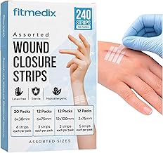 Sterile Wound Closure Suture Strips Assorted - 4 Sizes (240 Strips / 56 Packs) Latex-Free, Hypoallergenic Skin Closure Strips for Minor Cuts, Lacerations & First Aid Kit