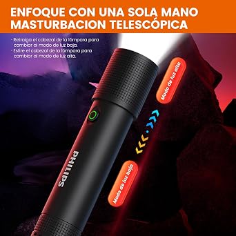 Philips SFL2185/93 350 Lümen 3W LED El Feneri Teleskopik Zoom Sos Modlu Şarj Edilebilir Uzun Menzilli Flashlight [Enerji Sınıfı A+++]