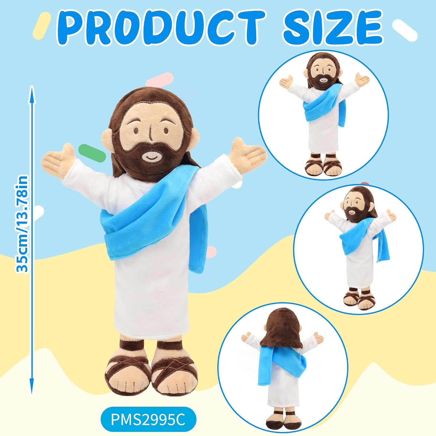 Yelakey 13" Jesus Plush, Jesus Stuffed Doll Plushie for Easter Christmas Church (Brown)