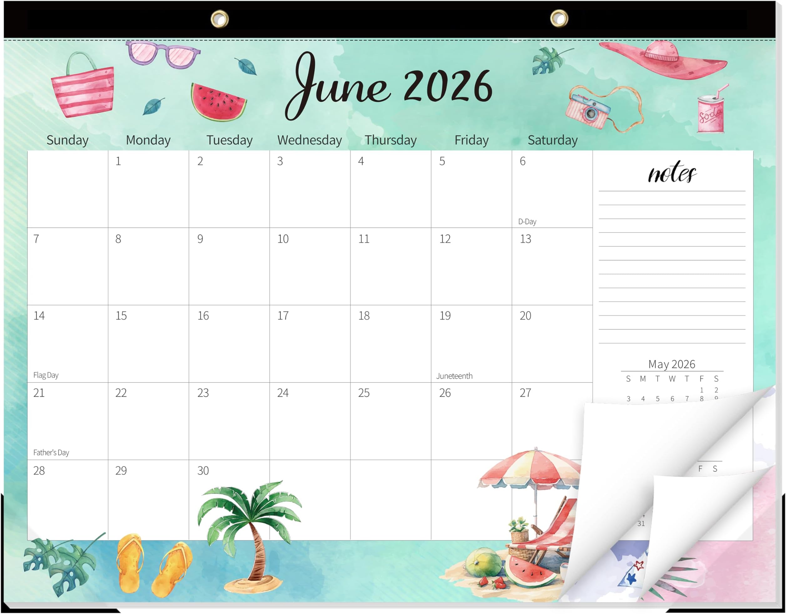 GuassLee Monthly Large Desk Calendar 2026-2027 - 19 Months 22" x 17" Calendar from Jun. 2026 to Dec. 2027, Large Monthly Planner with Holiday Watercolor Design for Office School Home Organizing