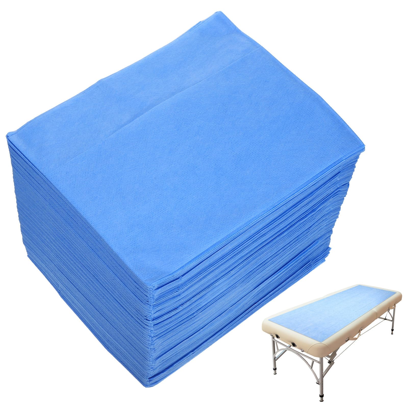TEHAUX 100 Unidades Sábanas Desechables para Masajes de 80x180cm en Color Azul, No Tejidas, Suaves y Amigables Piel, Ideales para SPA y Salón, Paquete