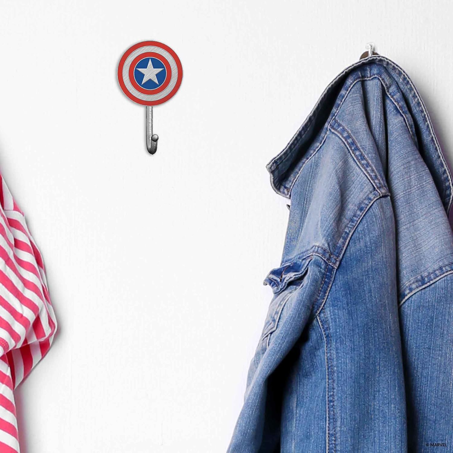 Open Road Brands Marvel Captain America Shield Cast Iron Wall Hook - Captain America Wall Hook for Coats, Jackets, Keys and More