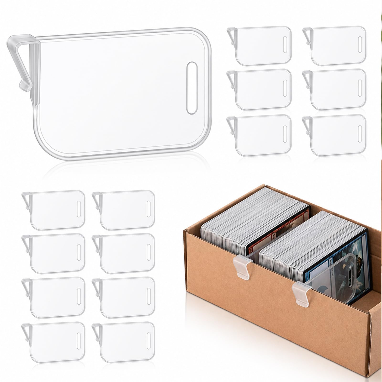 15 Pack Card Box Dividers Clips, PP Trading Card Dividers Clip Storage Separator Clips the Cardboard Side Wall for Sports Baseball Cards Box Organizer for Collector, Card Deck