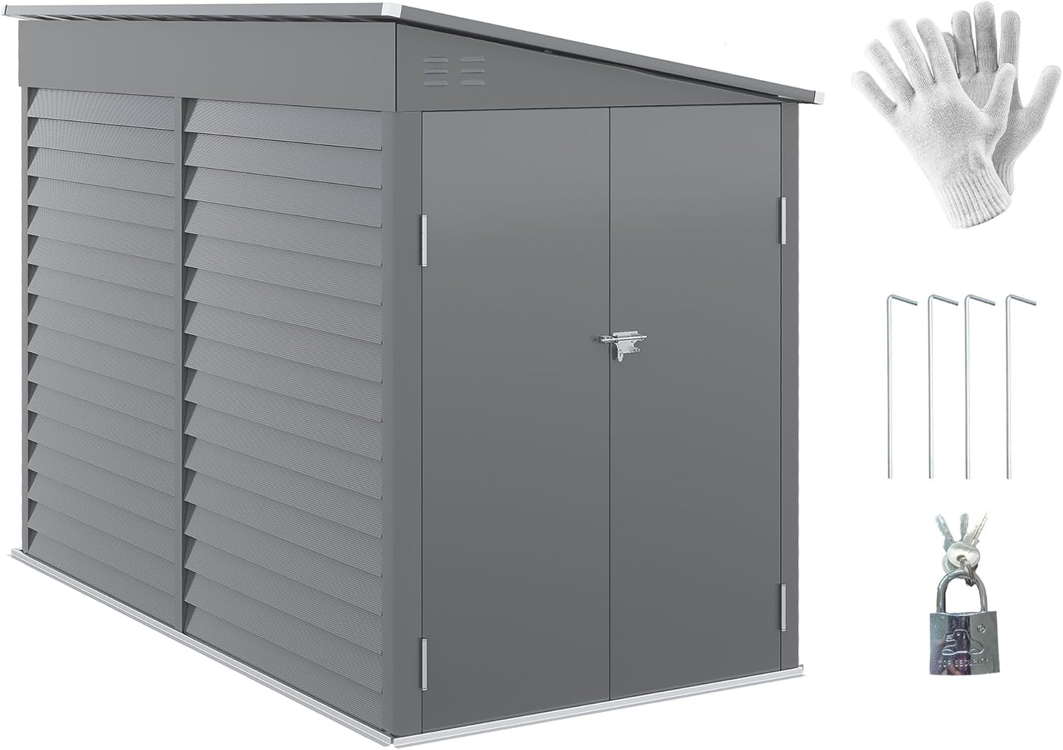 Galvanized Steel Garden Shed - Gray, 50.5" x 100" Interior