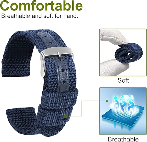 Vista 3 de ULLCHRO Correa de reloj de nailon de repuesto para reloj de lona, ejército militar, para hombres y mujeres, 0.709 in, 0.787 in, 0.866 in, 0.945 in