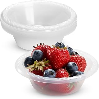 GOURMEX 5oz Plastic Plates Disposable | Clear Party Plates Bulk Disposable Plates | Microwaveable, Food Safe, BPA Free Disposable Plates (5oz)