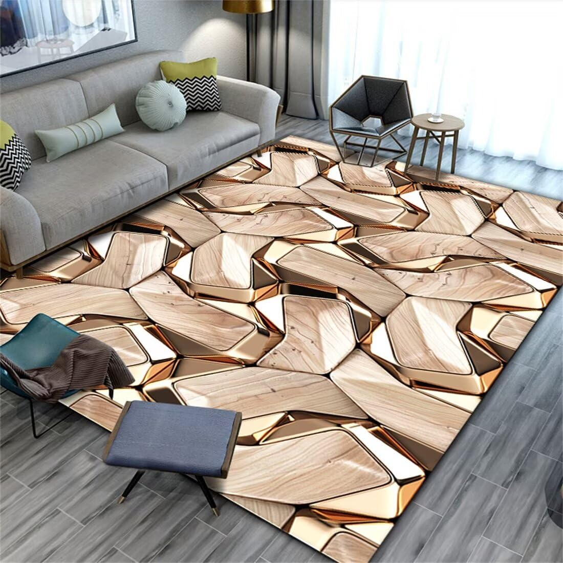 Tapis de salon classique abstrait design moderne 80x160cm pour chambre enfant