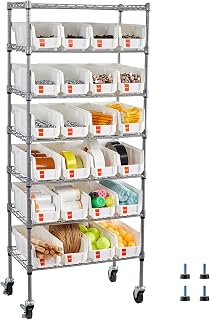 VEVOR Scaffale Portaoggetti Mobile a 7 Ripiani, 24 Contenitori Portaoggetti, Sistema...