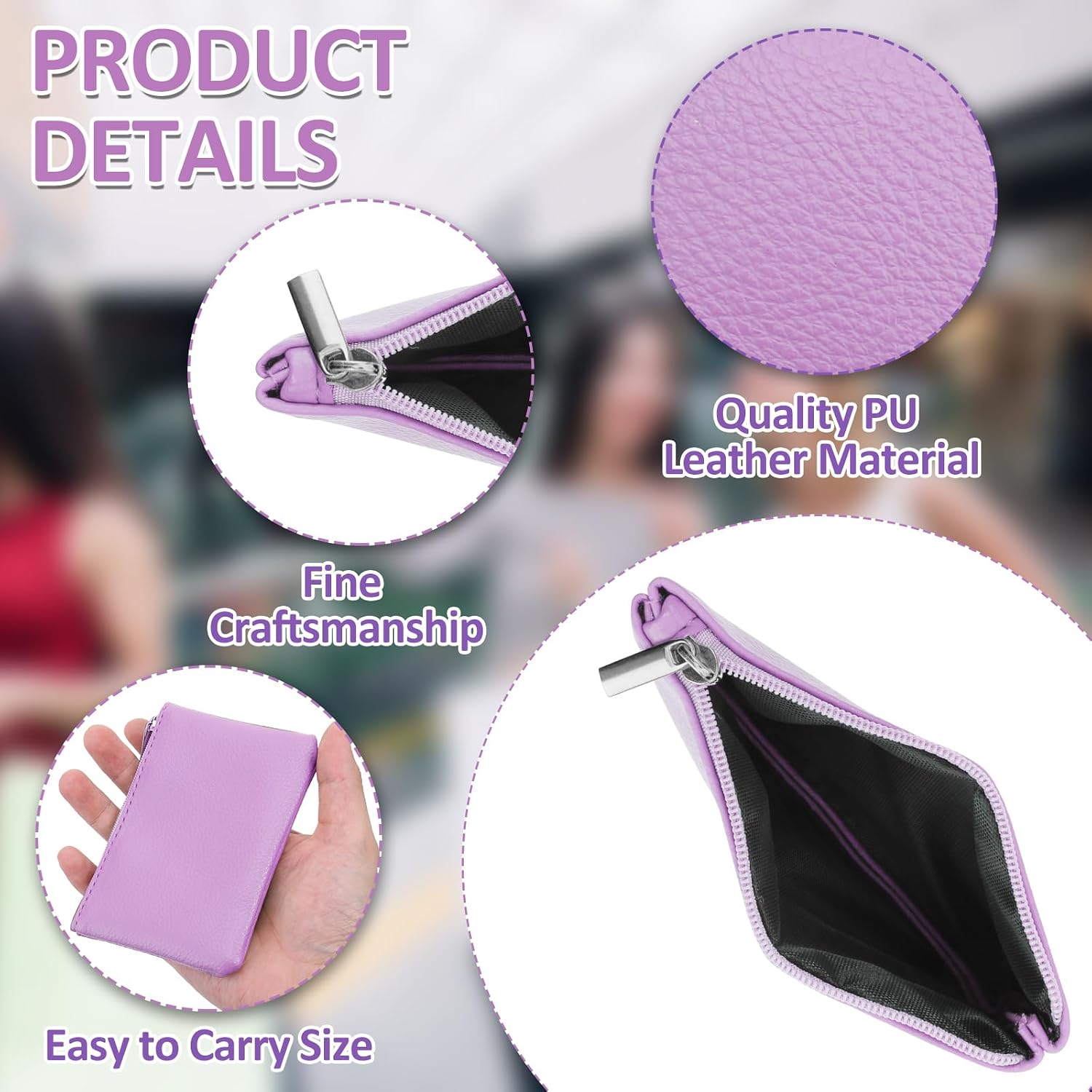 TIESOME Mini PU Leather Coin Purse Portable Travel Coin Purse image 5