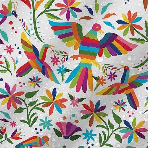 Miniatura 4 de MEHOFOND Cortina de ducha estilo otomí de 72 x 72 pulgadas para baño, estilo mexicano, tradicional, mexicano, pájaro azul, rojo y blanco, tela