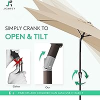 Vista 3 de JEAREY Sombrilla rectangular de olefina de 6.5 x 10 pies, sombrilla rectangular para exteriores con sistema de manivela de inclinación automática
